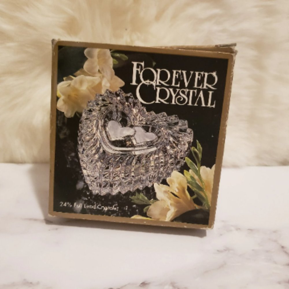 Vintage Forever Crystal Heart Shaped Jewelry/ Trinket Box in Original Box
